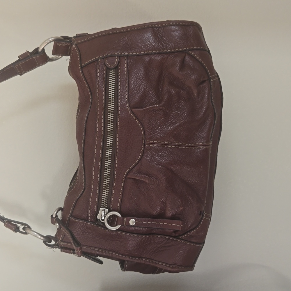 Fossil Brown Leather Shoulder Bag - Picture 1 of 14